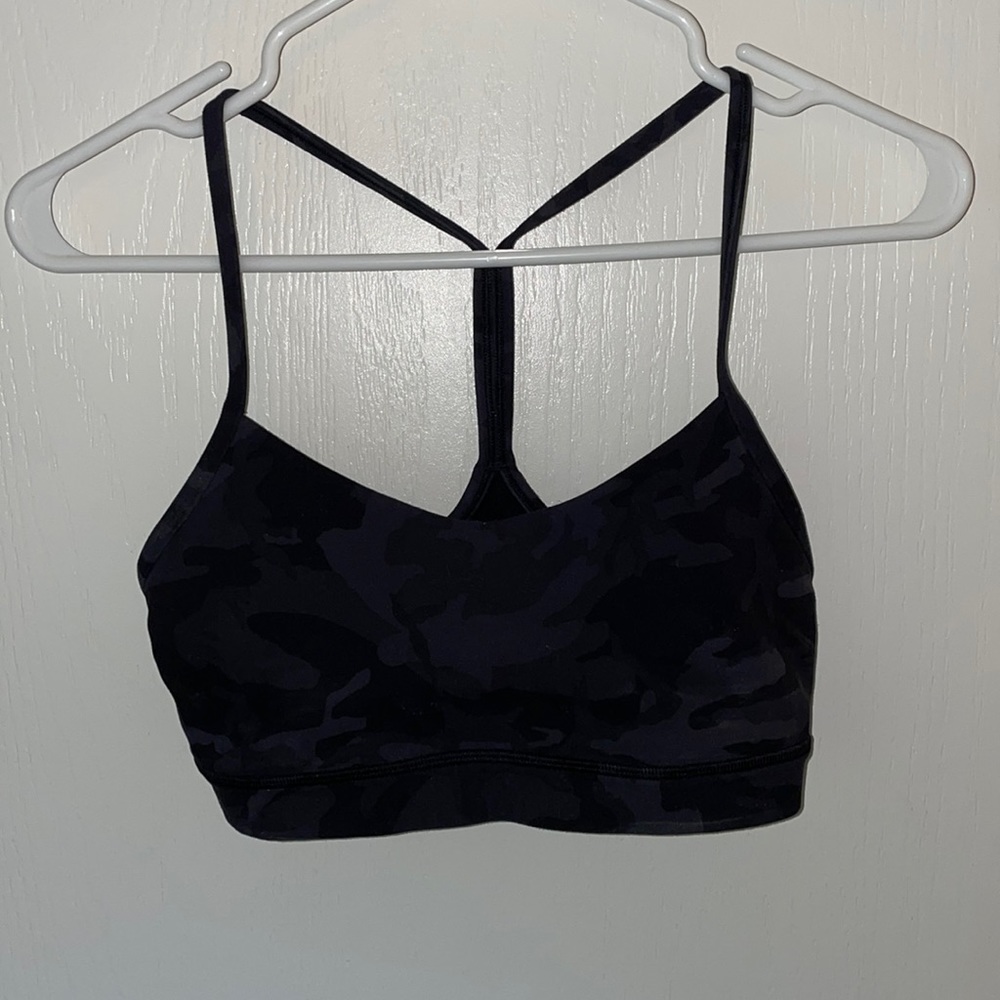 Black camo Lululemon Flow Y Sports Bra
